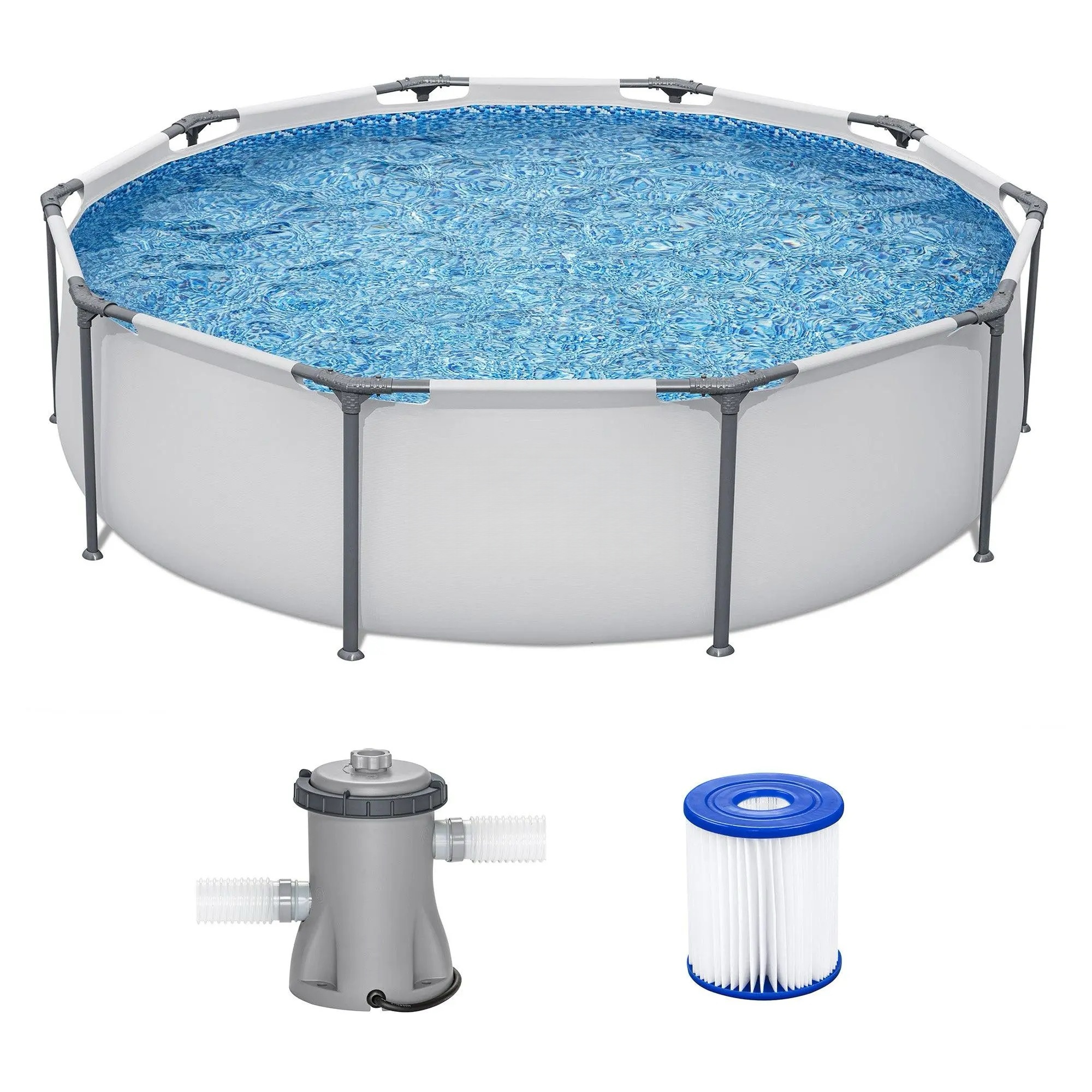 Steel Pro MAX Round Above Ground Outdoor Swimming Pool with Pump